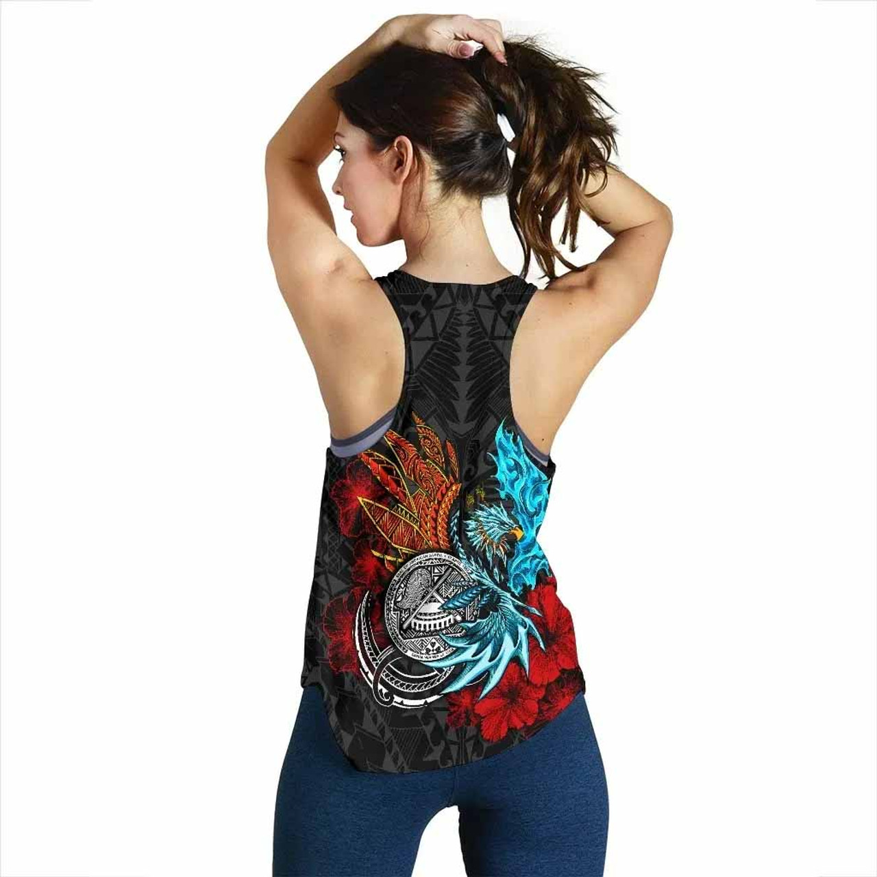 American Samoa Women Racerback Tank - Polynesian Eagle 3