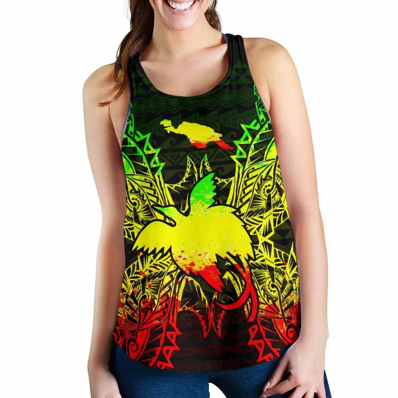 Papua New Giunea Polynesian Women Tank Top Map Reggae 1