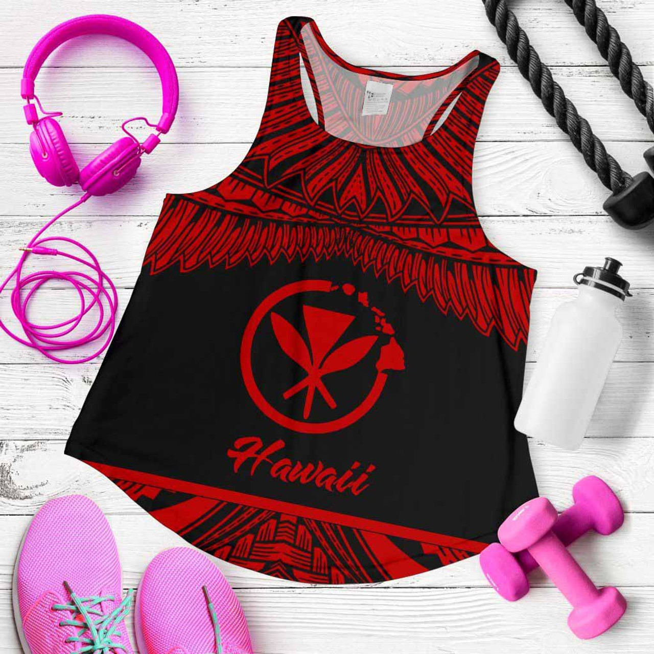 Hawaii Polynesian Women Racerback Tank - Hawaii Pride Red Version 5