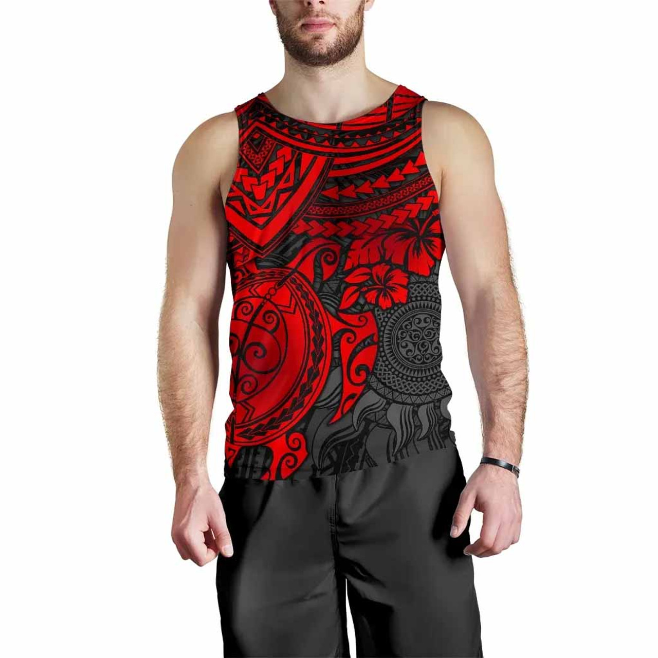 Polynesian Tank Top (Men) - Polynesian Red Turtle 1