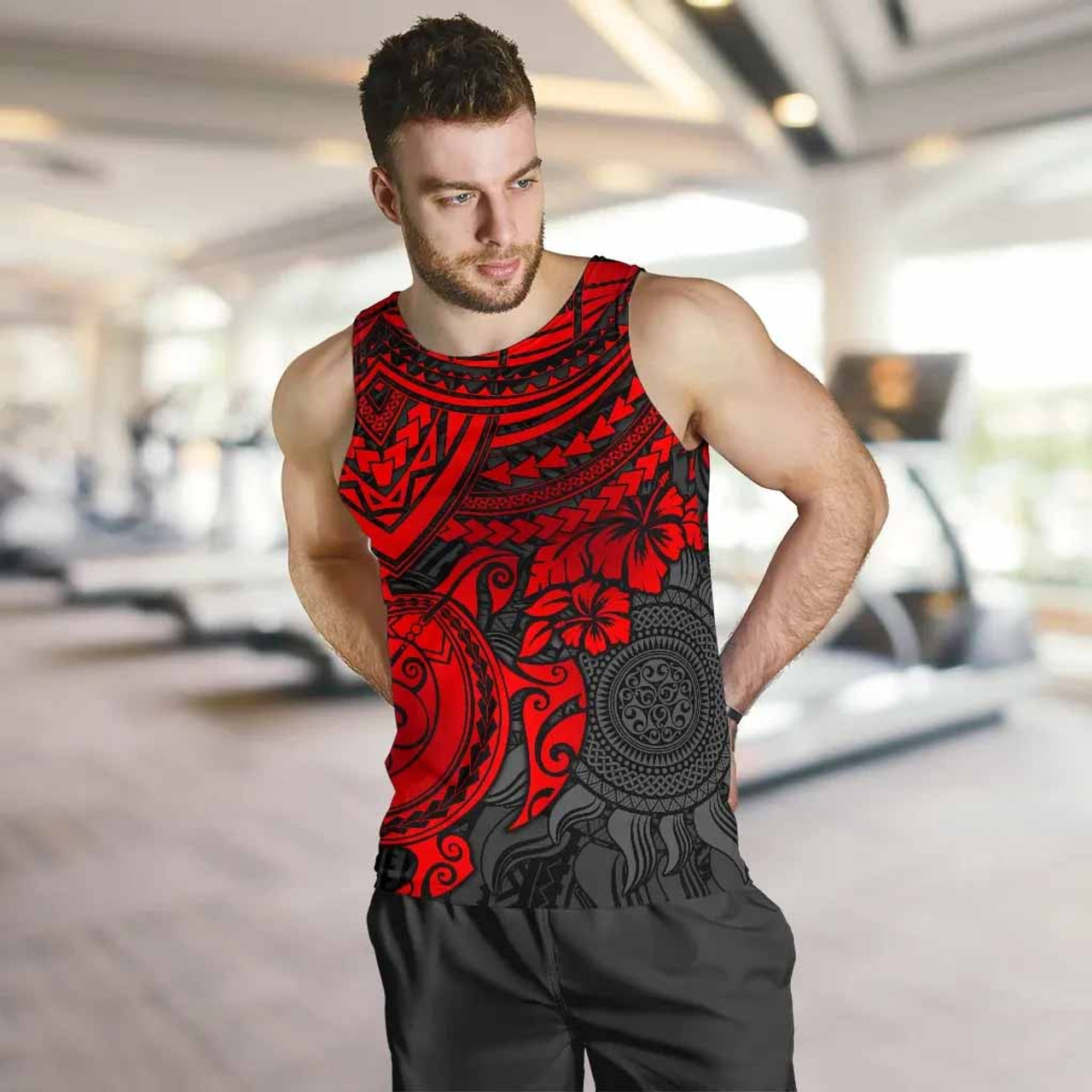 Polynesian Tank Top (Men) - Polynesian Red Turtle 4