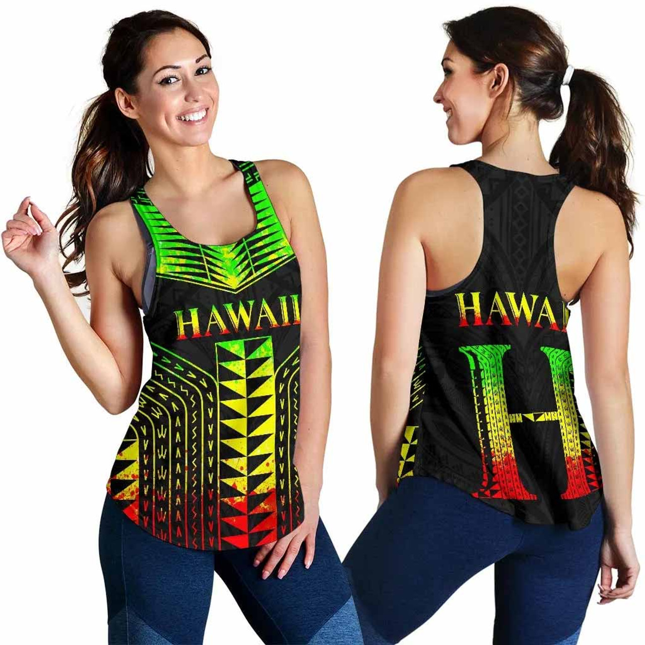 Hawaii Polynesia Tribal Women Tank Top - Reggae Style 3