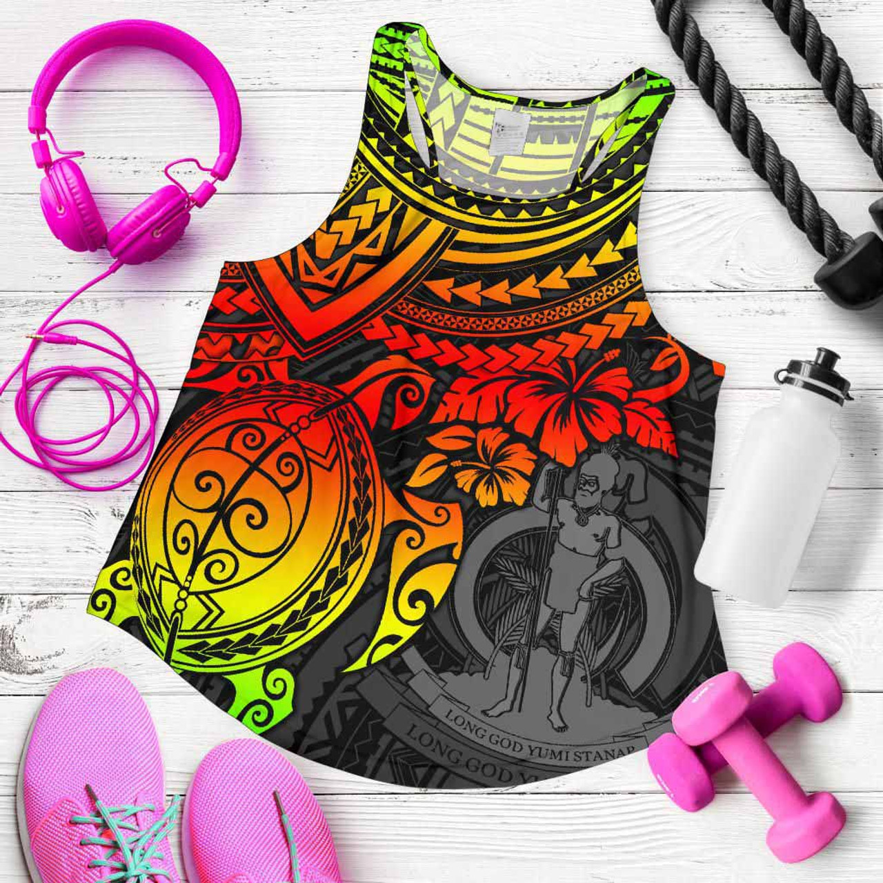 Vanuatu Polynesian Women Racerback Tank - Reggae Turtle 5