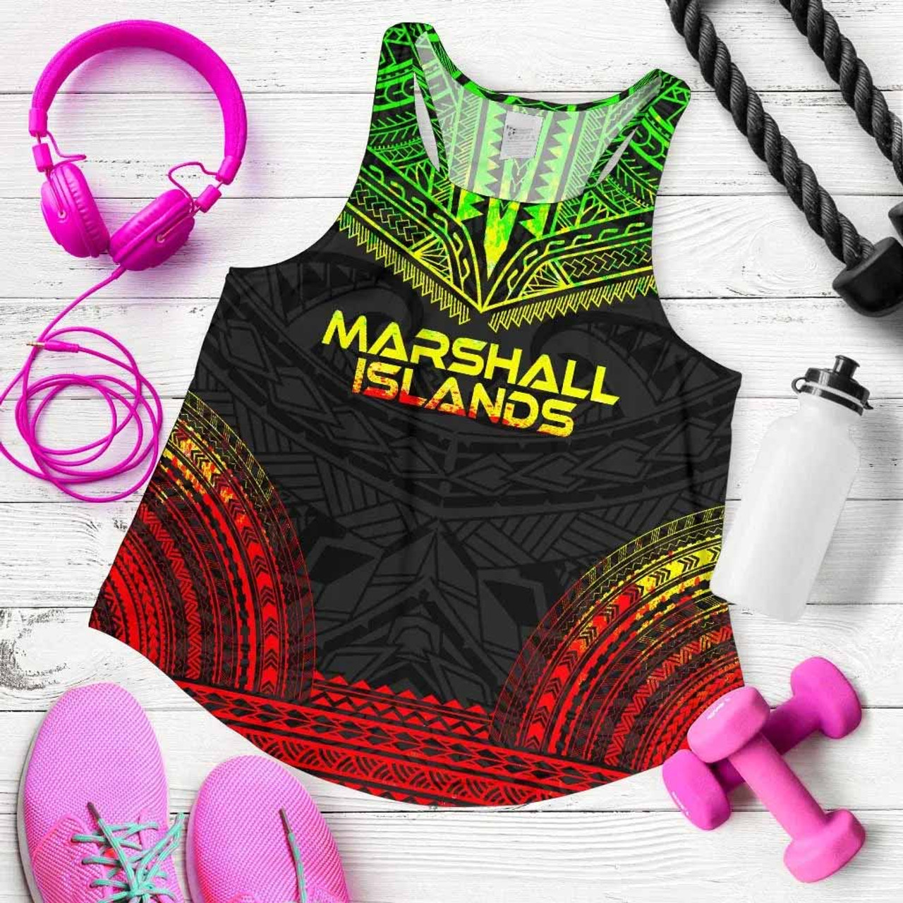 Marshall Islands Women Racerback Tank - Polynesian Chief Reggae Version 5