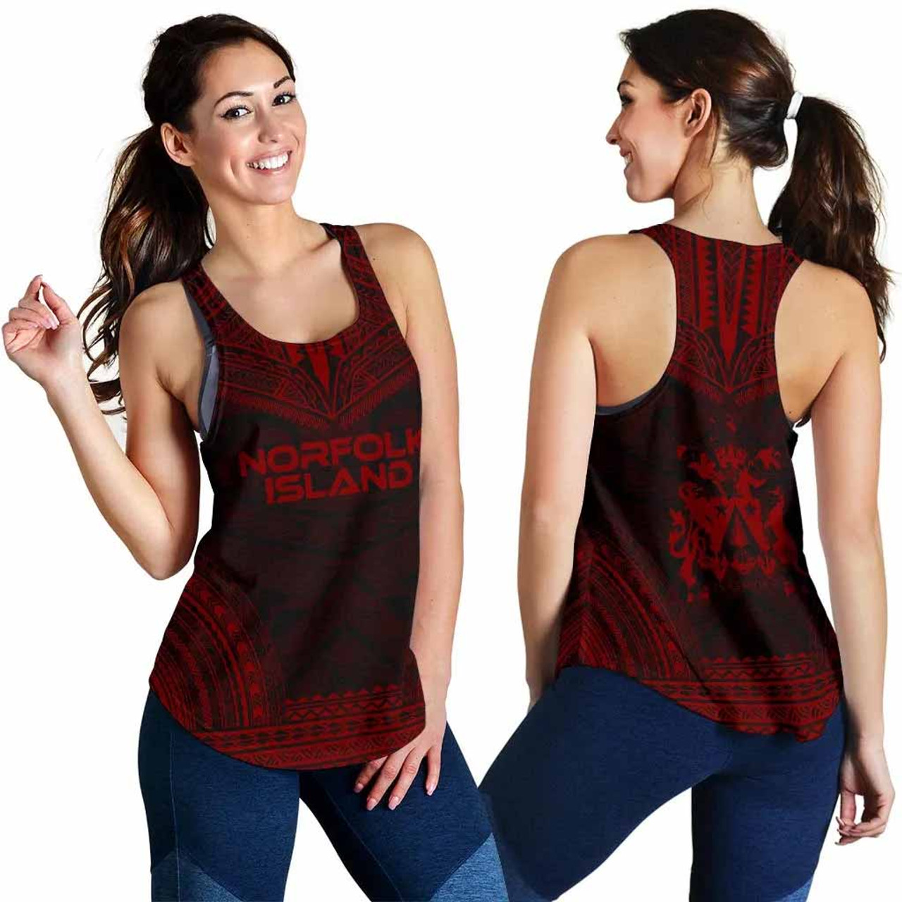 Norfolk Island Women Racerback Tank - Polynesian Chief Red Version 3