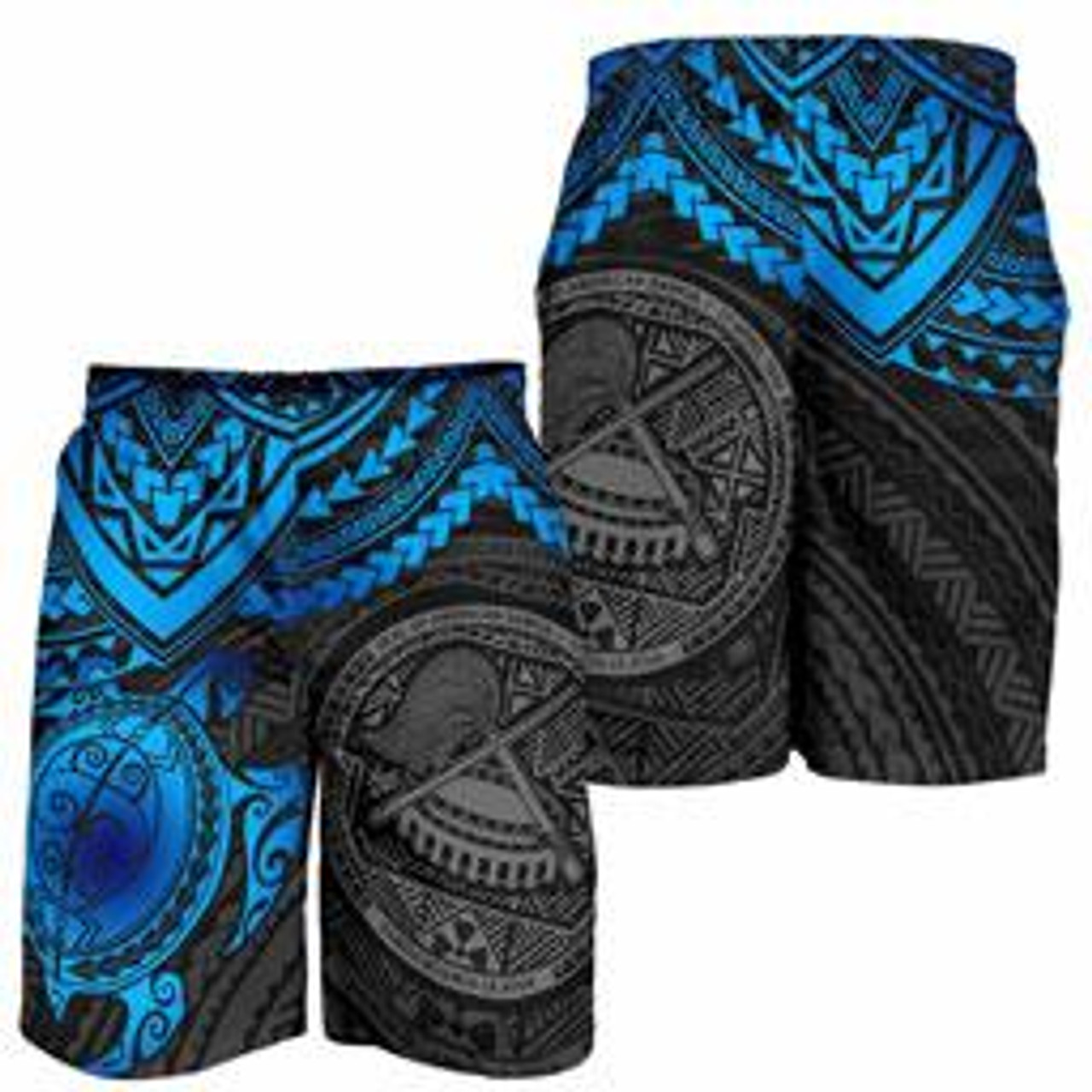 American Samoa Polynesian Shorts (Men) - Blue Turtle 3