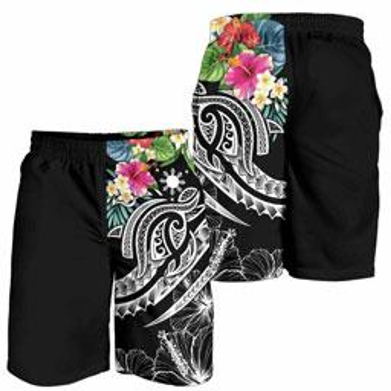 The Philippines Men Shorts - Summer Plumeria (Black) 3