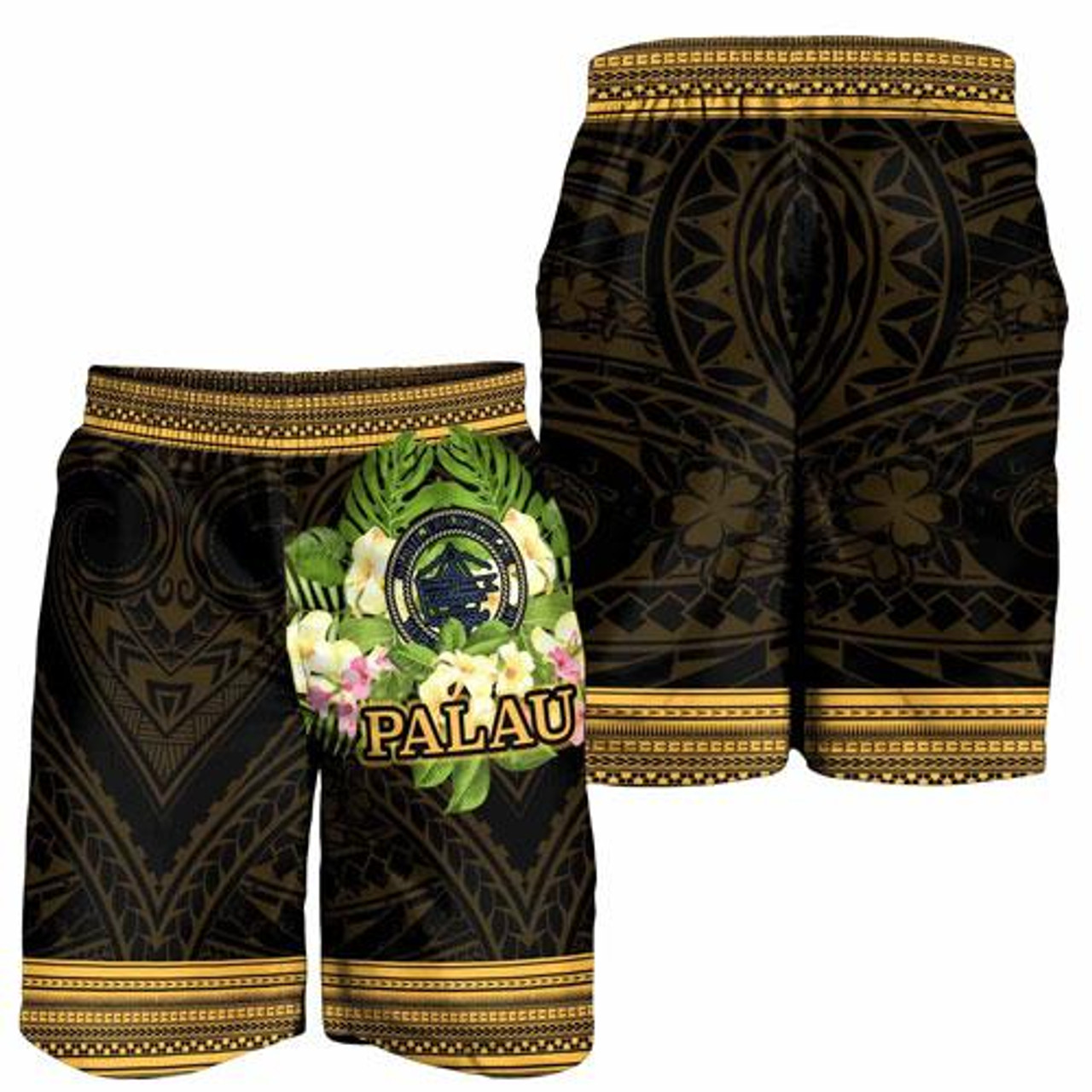 Palau Men Shorts - Polynesian Gold Patterns Collection 4