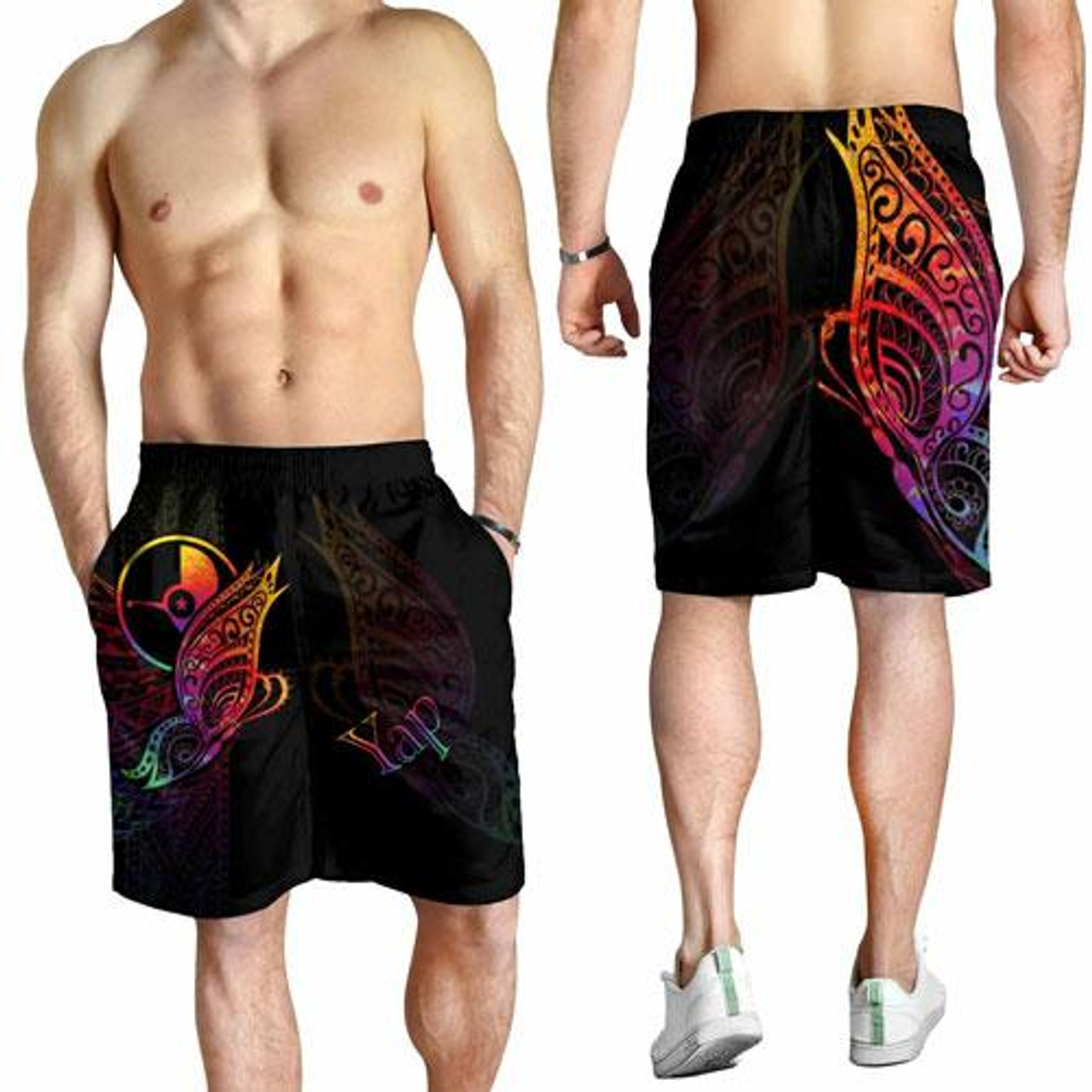 Yap State Men Shorts - Butterfly Polynesian Style 2