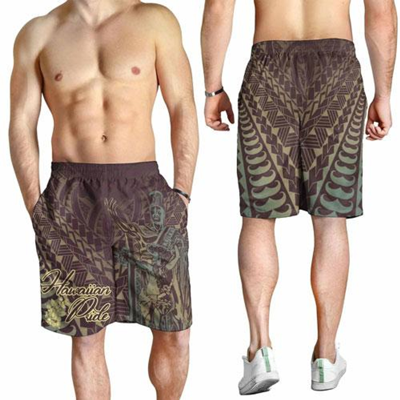 Hawaii Men Shorts - King Of Hawaii With Hawaiian Girls Brown Version 4