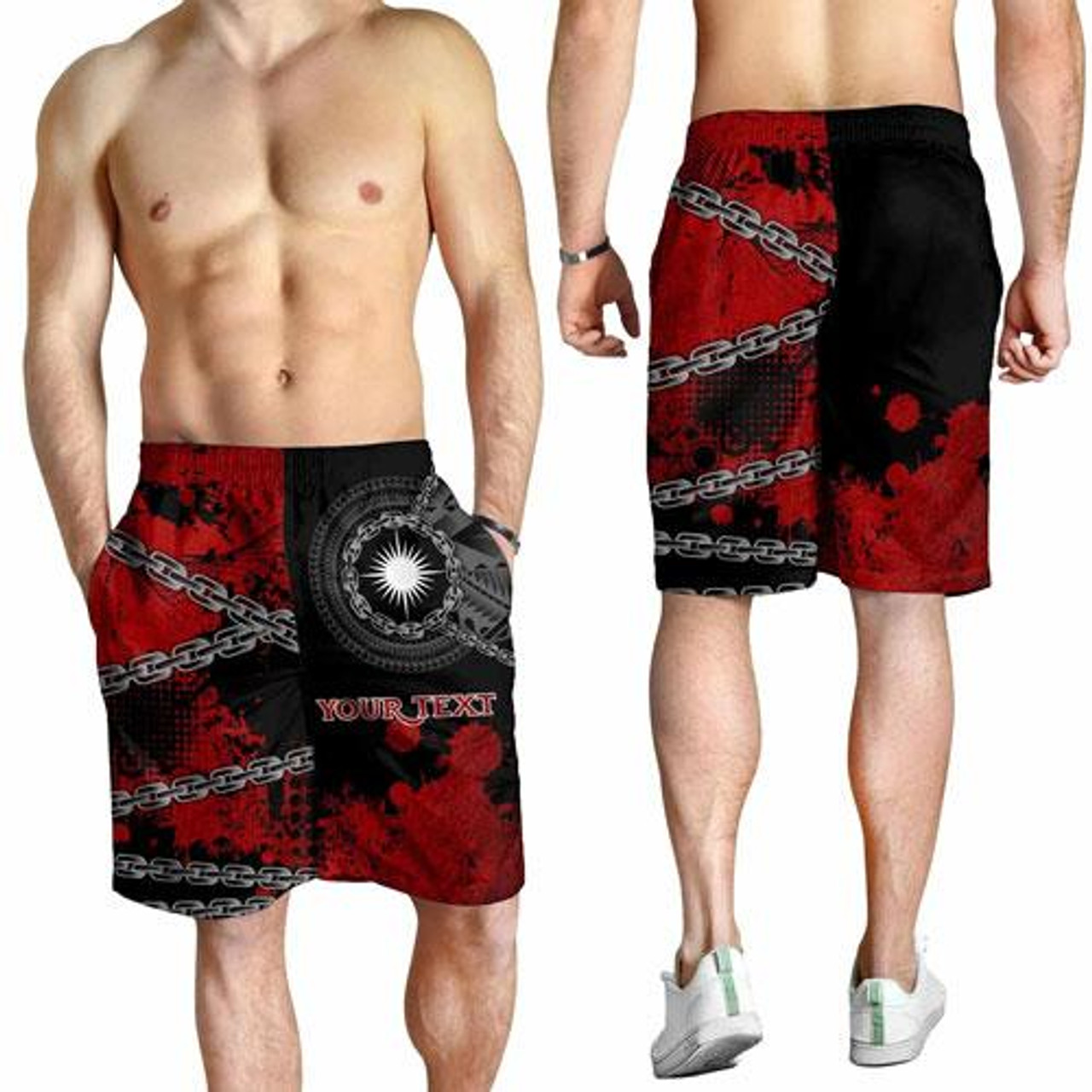 Marshall Islands Polynesian Personalised Men Shorts - Polynesian Chain Style 2