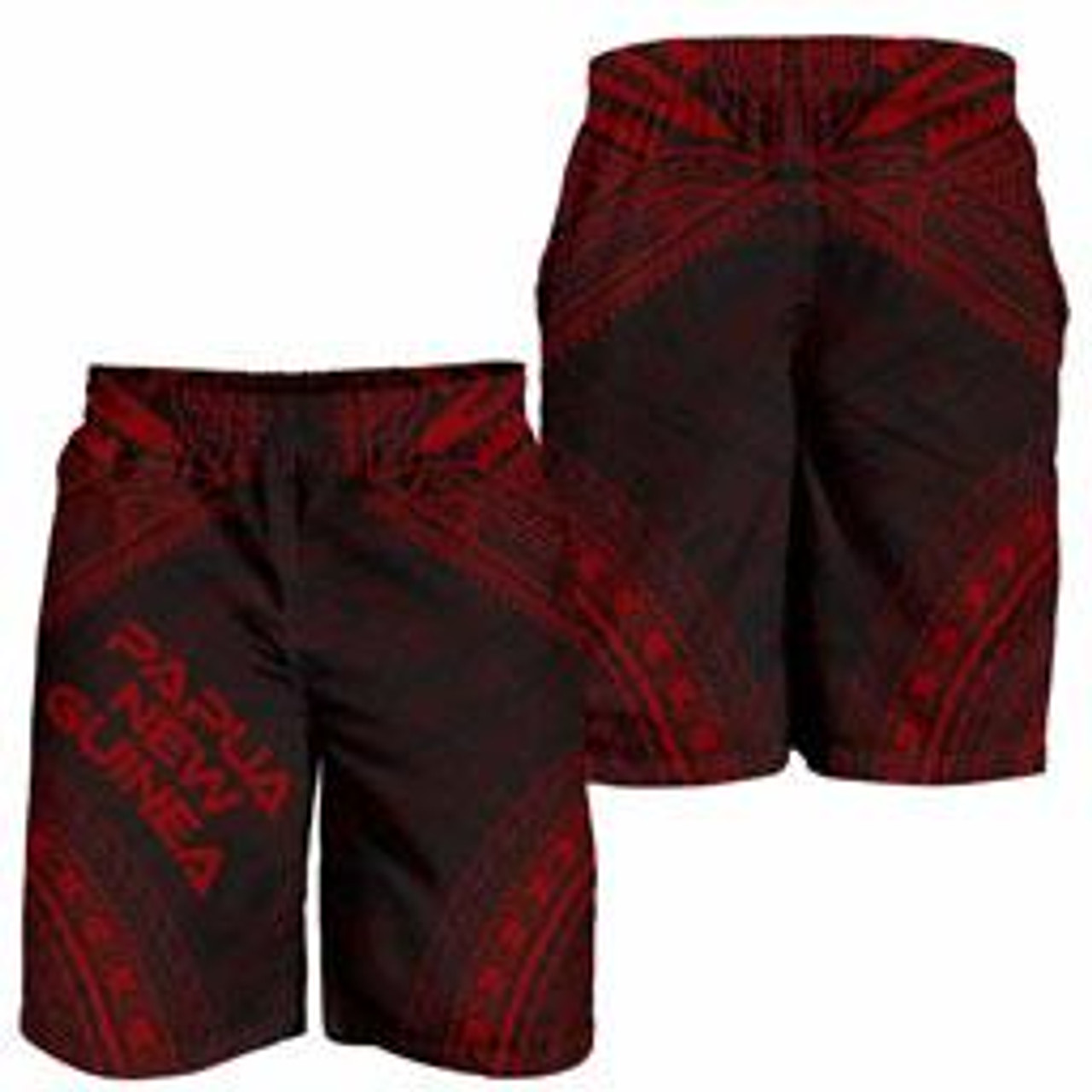 Papua New Guinea Men Shorts - Polynesian Chief Red Version 2