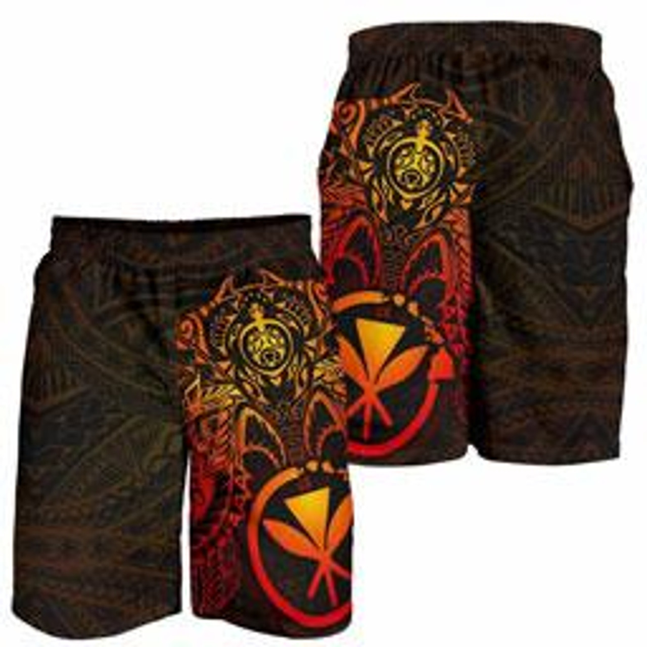 Polynesian Hawaii Shorts (Men) - Red Turtle Manta Ray 3