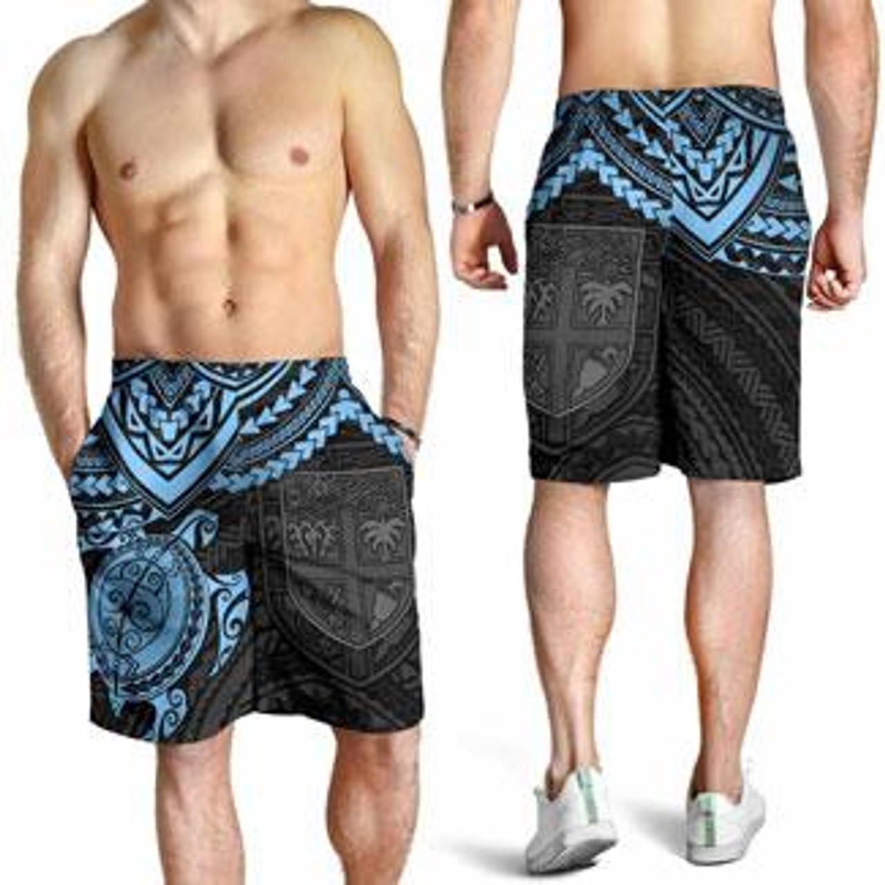 Fiji Polynesian Shorts (Men) - Blue Turtle 3