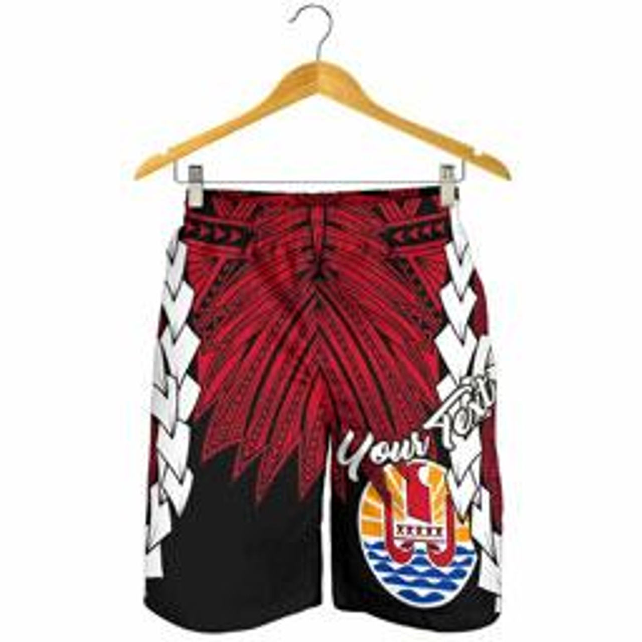 Tahiti Polynesian Custom Personalised Men Shorts - Tribal Wave Tattoo Flag Style 2