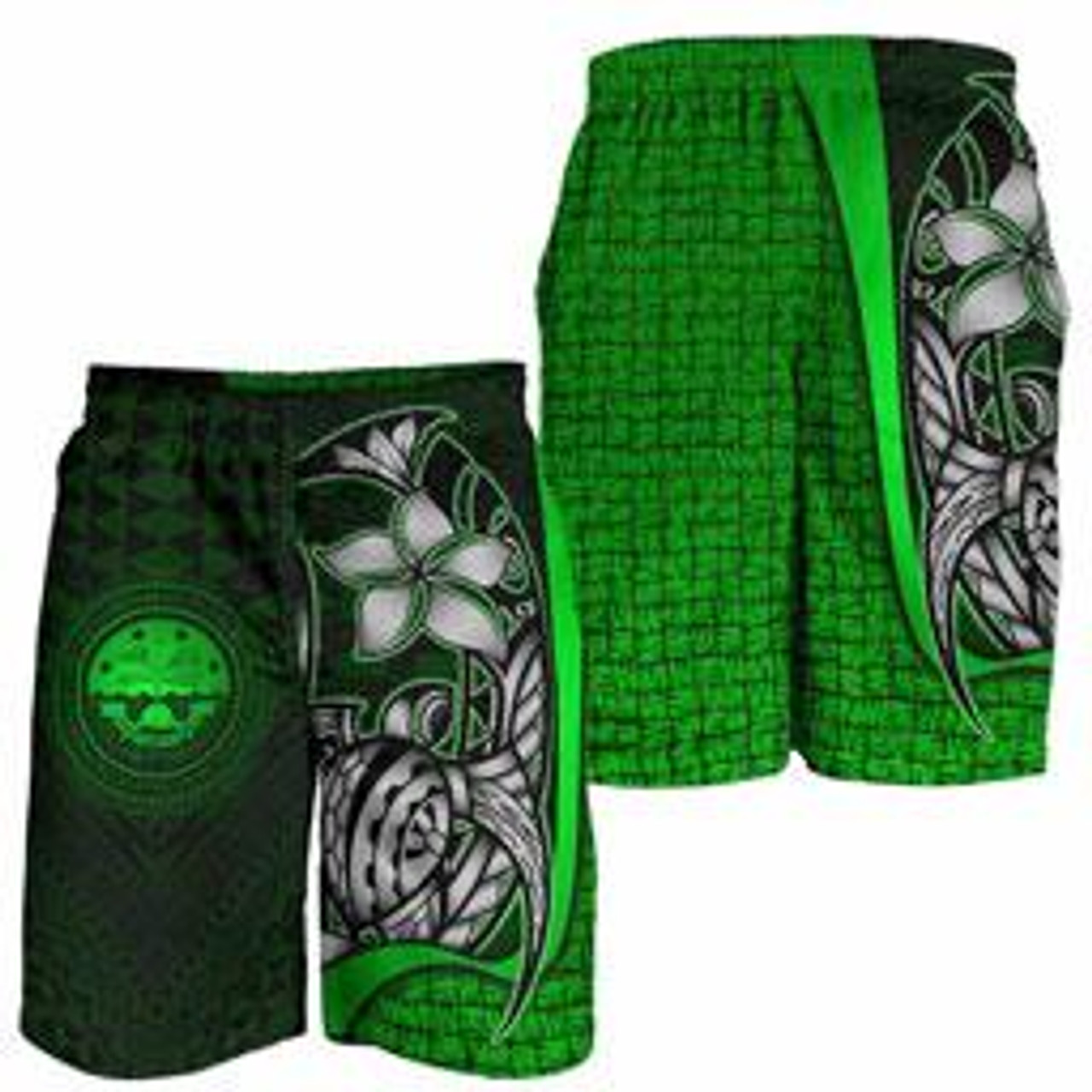 Federated States of Micronesia Men Shorts Green - Turtle With Hook 3