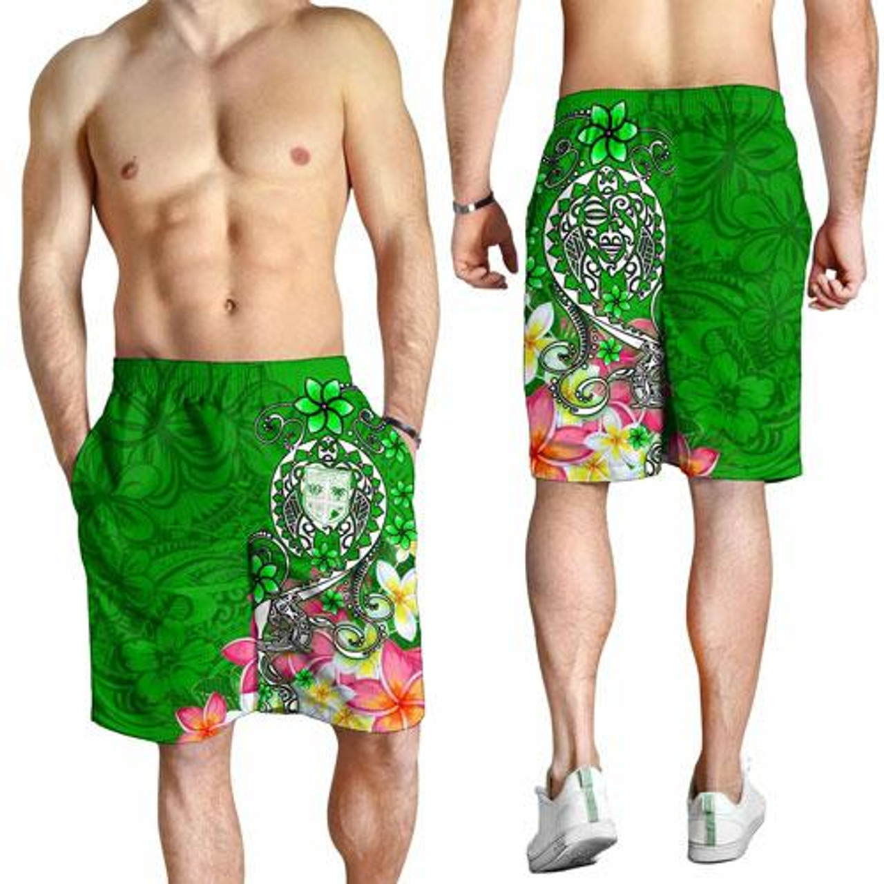 Fiji Men Shorts - Turtle Plumeria (Green) 2