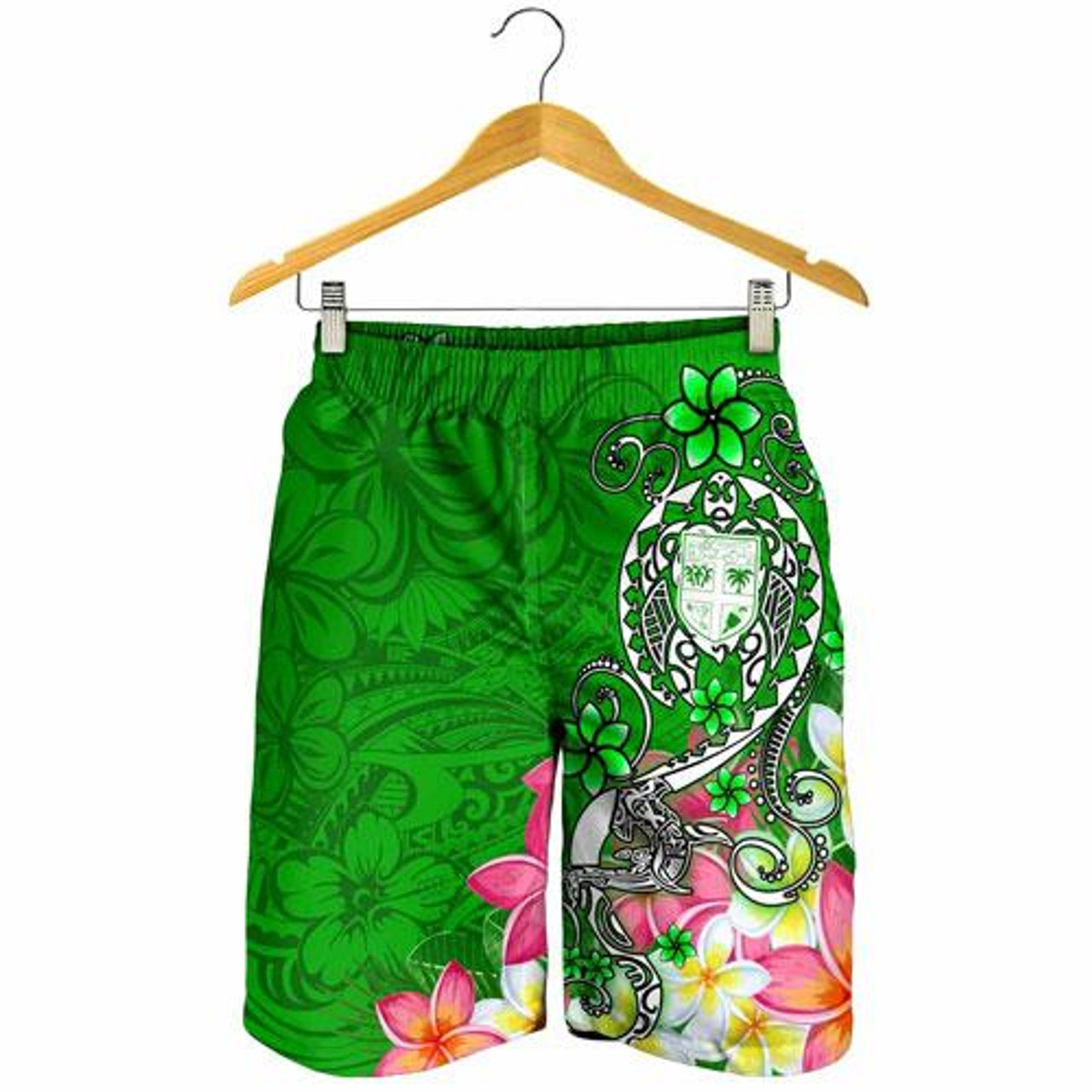 Fiji Men Shorts - Turtle Plumeria (Green) 3
