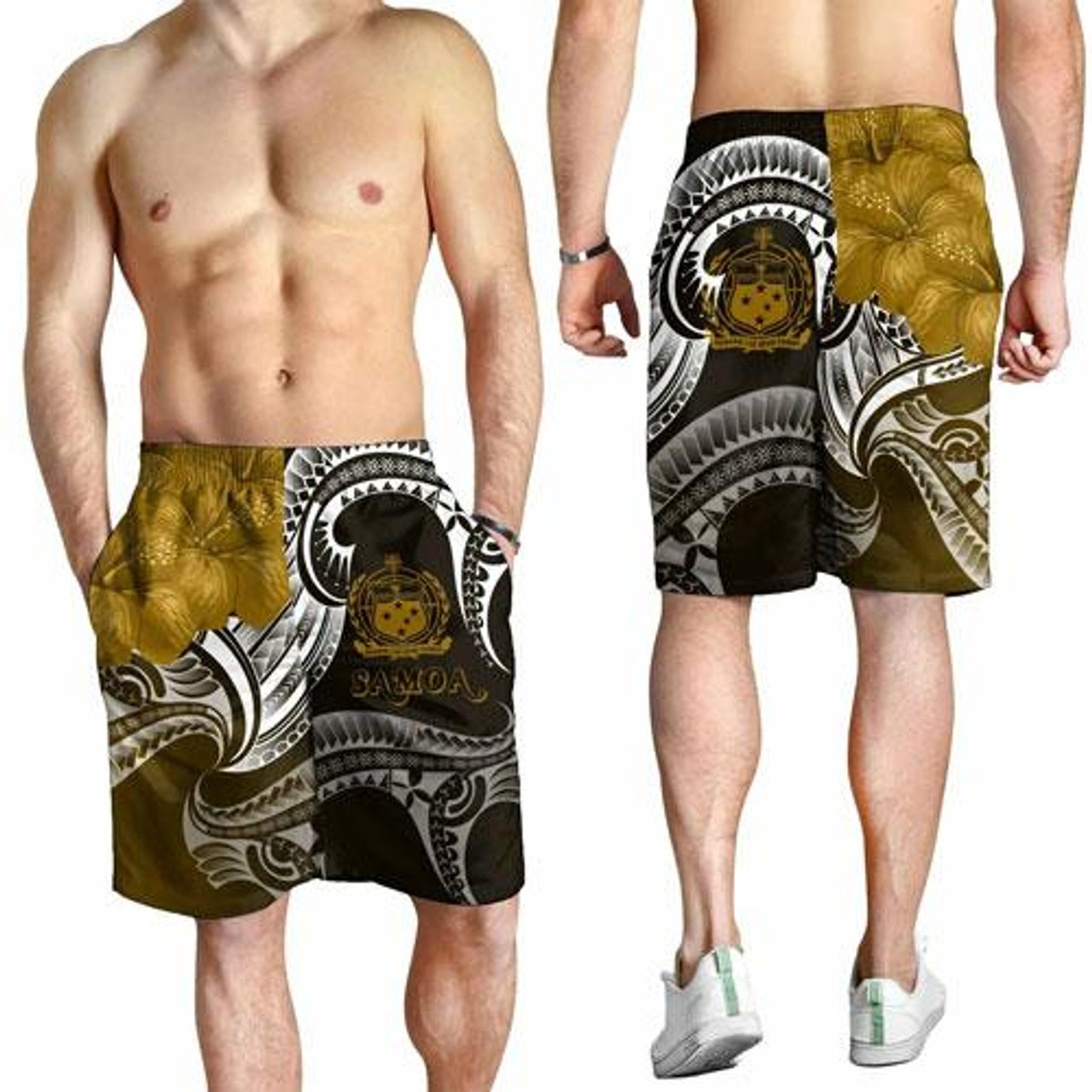 Samoa Men Shorts - Samoa Seal Wave Style (Gold) 2