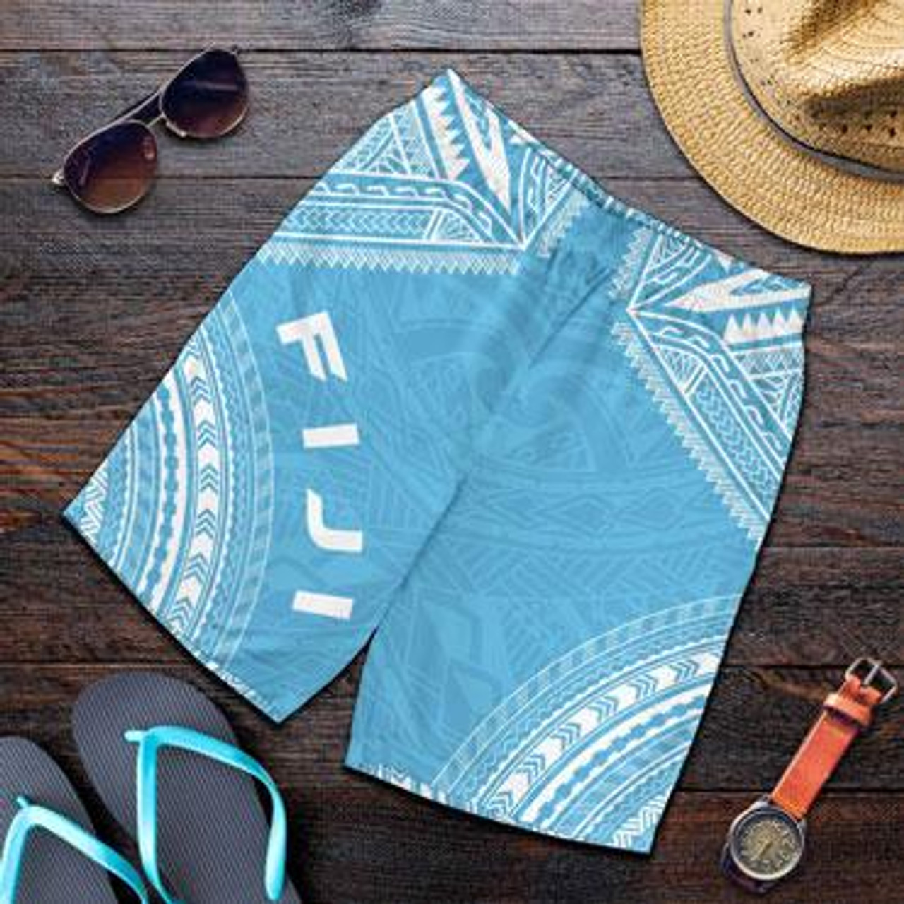 Fiji Men Shorts - Polynesian Chief Flag Version 1