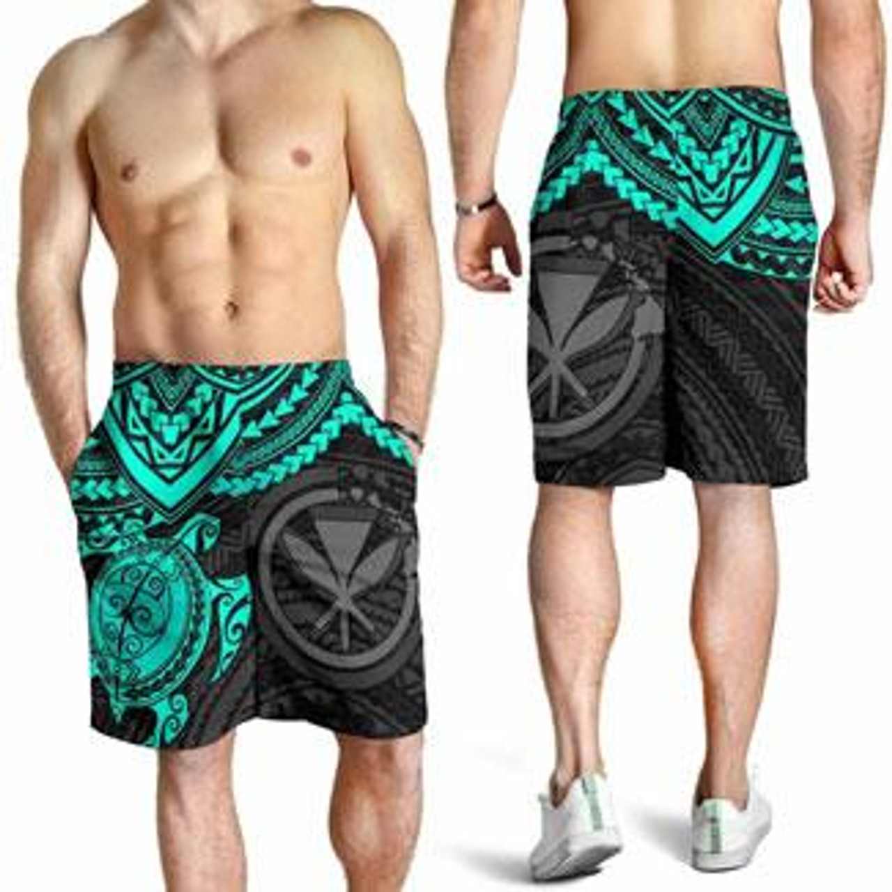 Polynesian Hawaii Polynesian Men Shorts - Turquoise Turtle 4