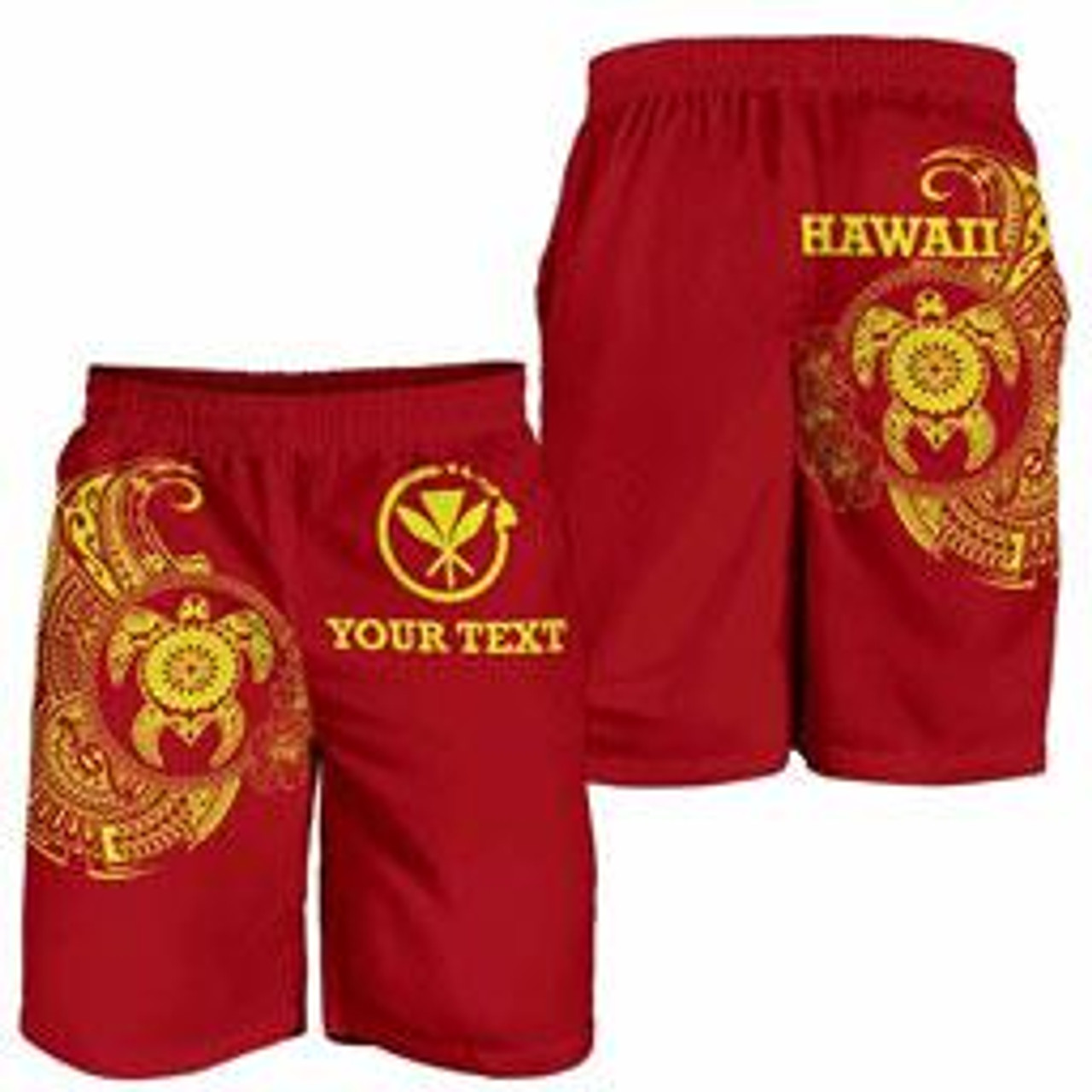 Hawaii Polynesian Personalised Men Shorts - Vintage Polynesian Turtle (Red) 3