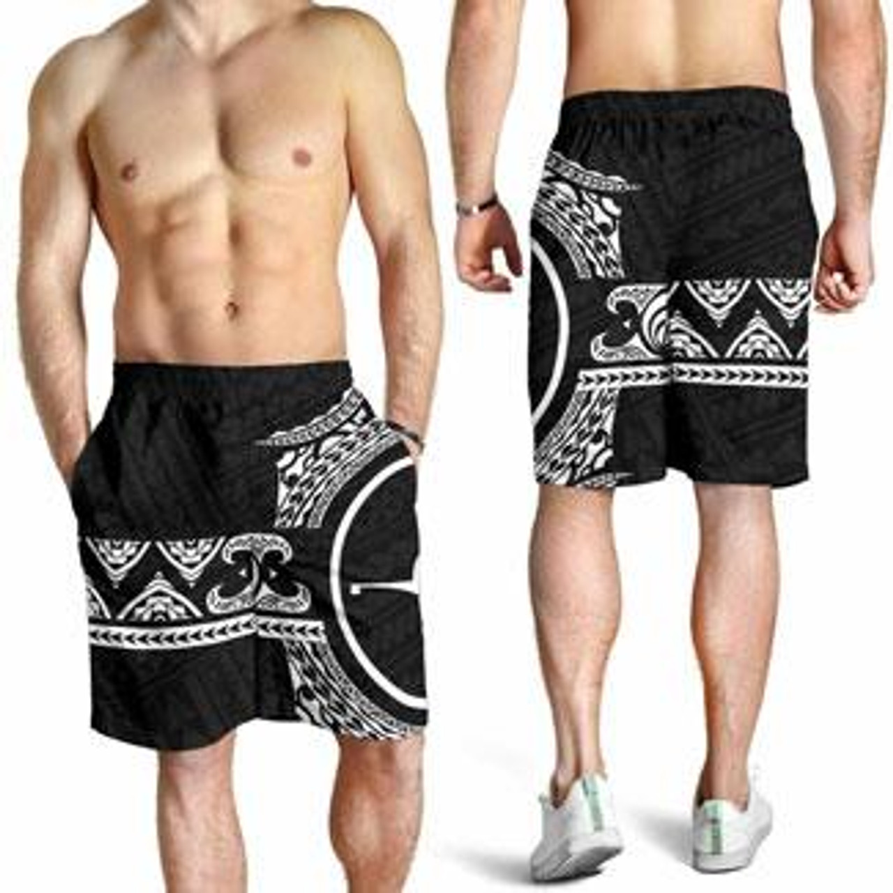 Yap Polynesian All Over Print Men Short - Black Version 3