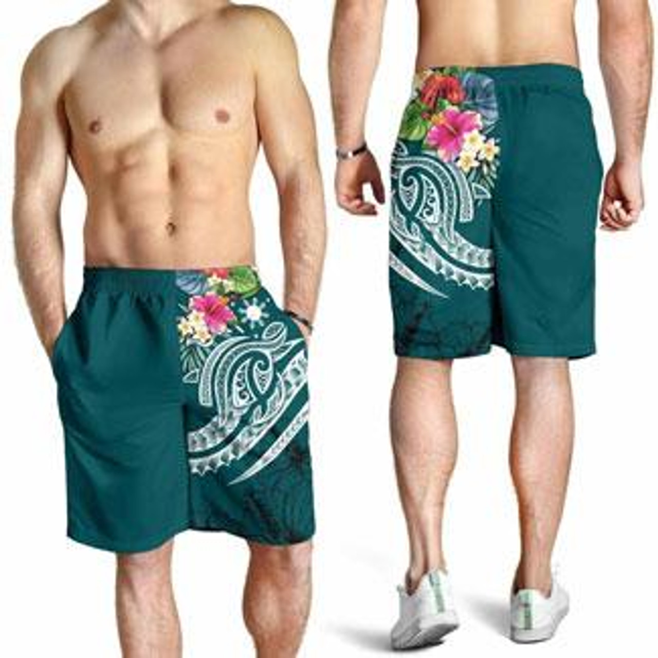 The Philippines Men Shorts - Summer Plumeria (Turquoise) 4