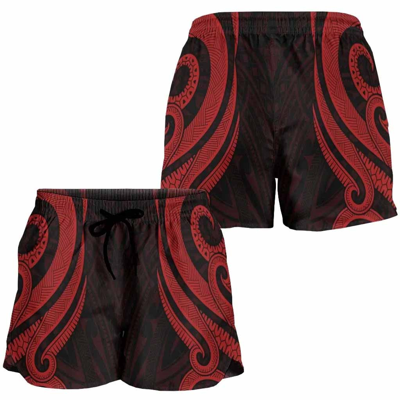 Papua New Guinea Women Shorts - Red Tentacle Turtle 3