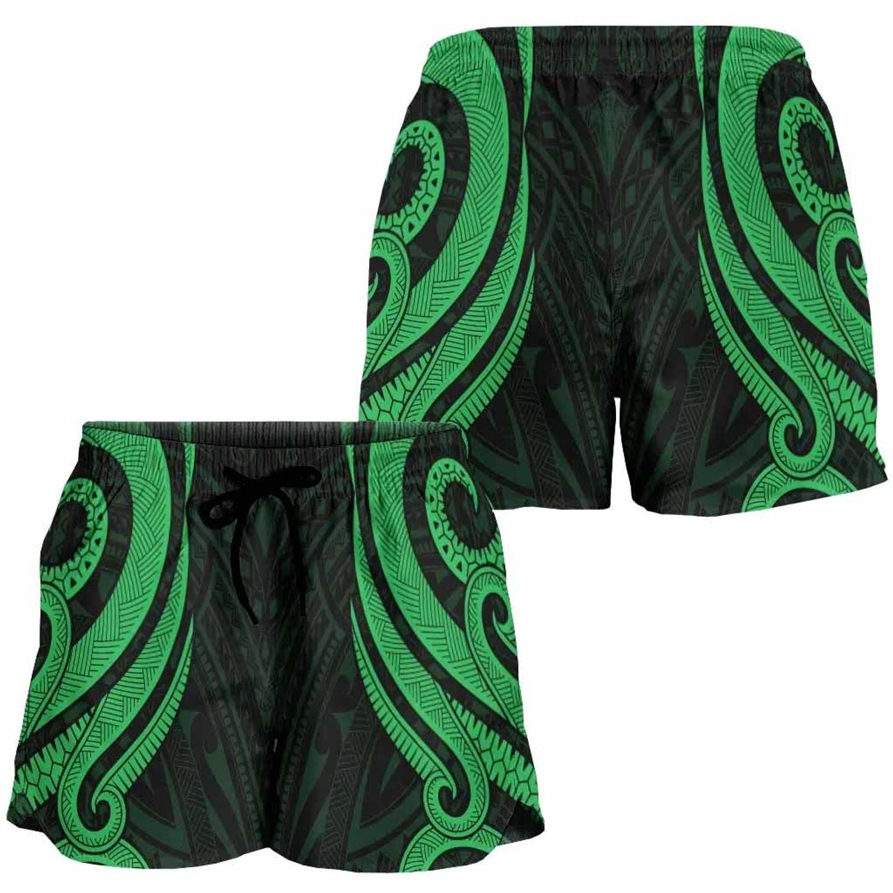 Papua New Guinea Women Shorts - Green Tentacle Turtle 3