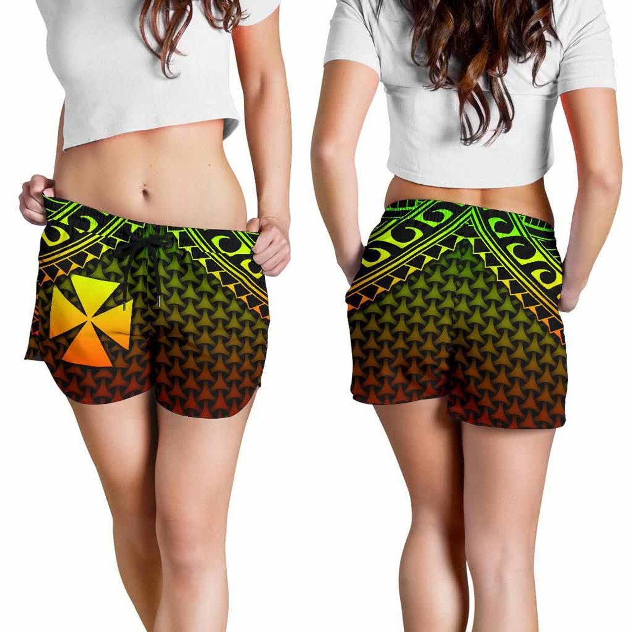 Polynesian Wallis and Futuna Women Shorts - Reggae Vintage Polynesian Patterns 4