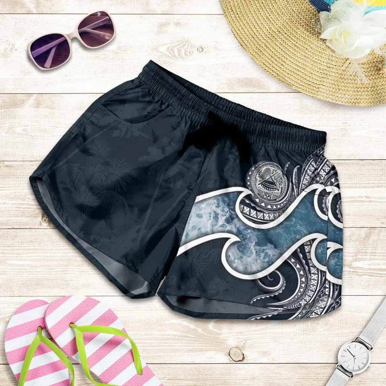 American Samoa Polynesian Women Shorts - Ocean Style 1