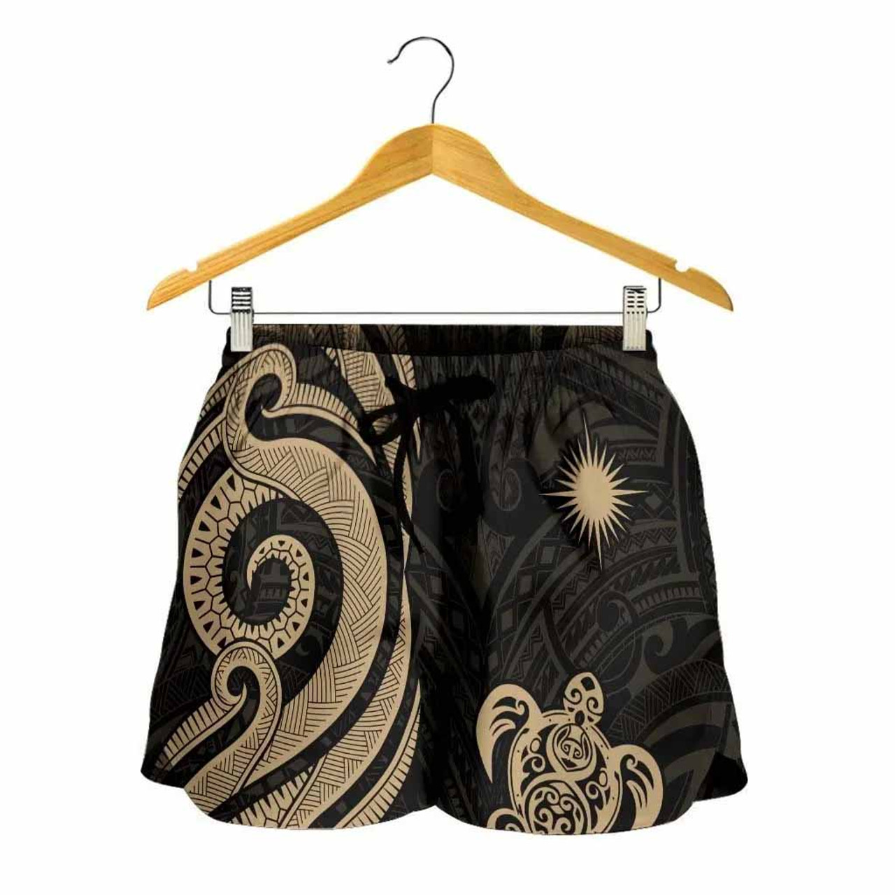 Marshall Islands Women Shorts - Gold Tentacle Turtle 2