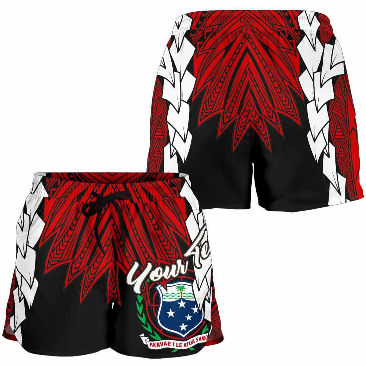 Samoa Polynesian Custom Personalised Women Shorts - Tribal Wave Tattoo Flag Color 3