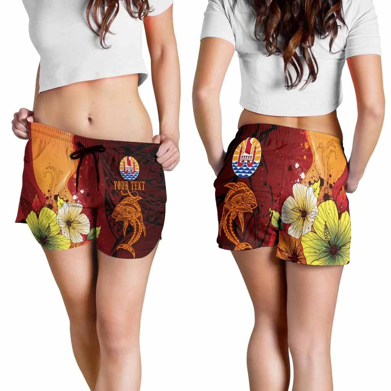 Tahiti Custom Personalised Women Shorts - Tribal Tuna Fish 2