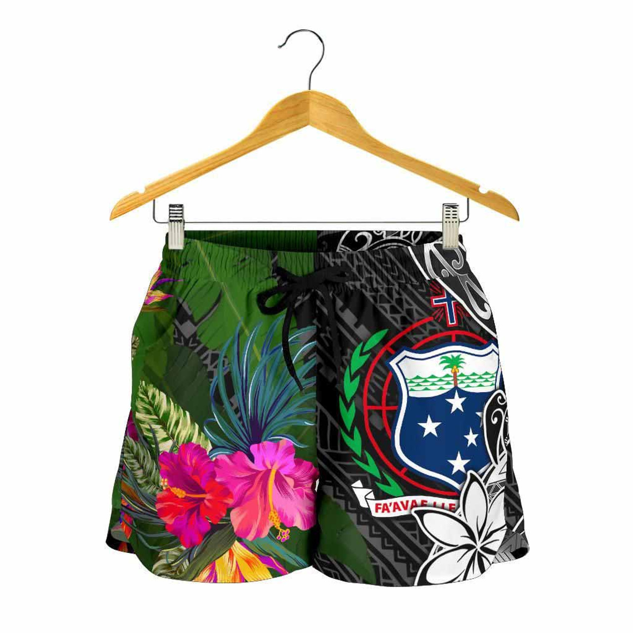 Samoa Women Shorts - Turtle Plumeria Banana Leaf 4