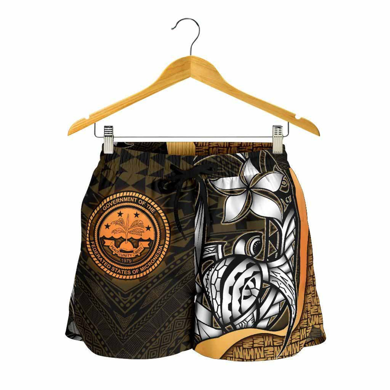 Federated States of Micronesia Women Shorts Gold - Turtle With Hook 2