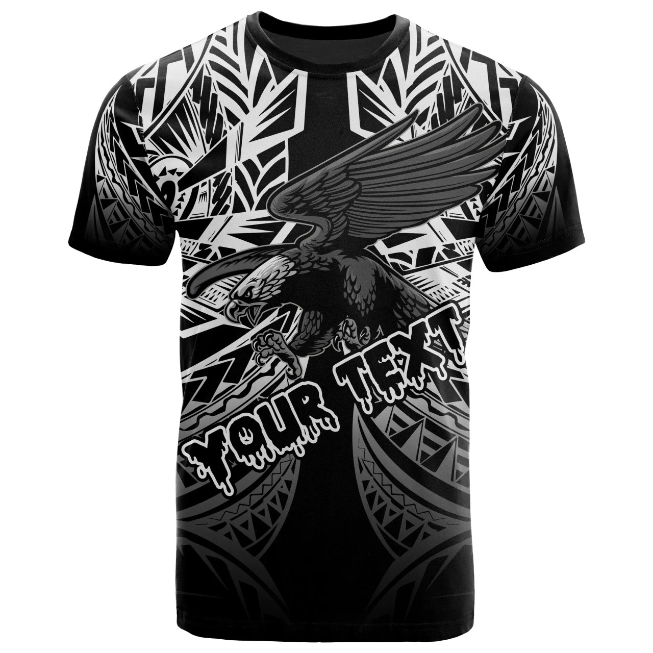 American Samoa Polynesian All Over Custom Personalised T-Shirt - Eagle Tribal Pattern 1