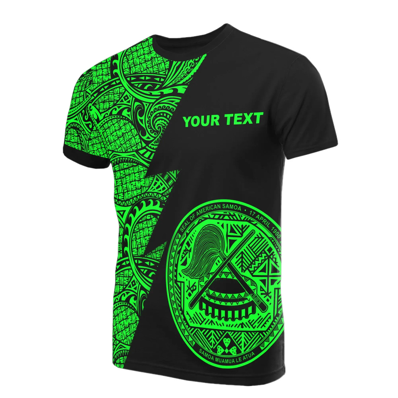 American Samoa Custom Personalised T-Shirt - Polynesian Pattern Green Style 1