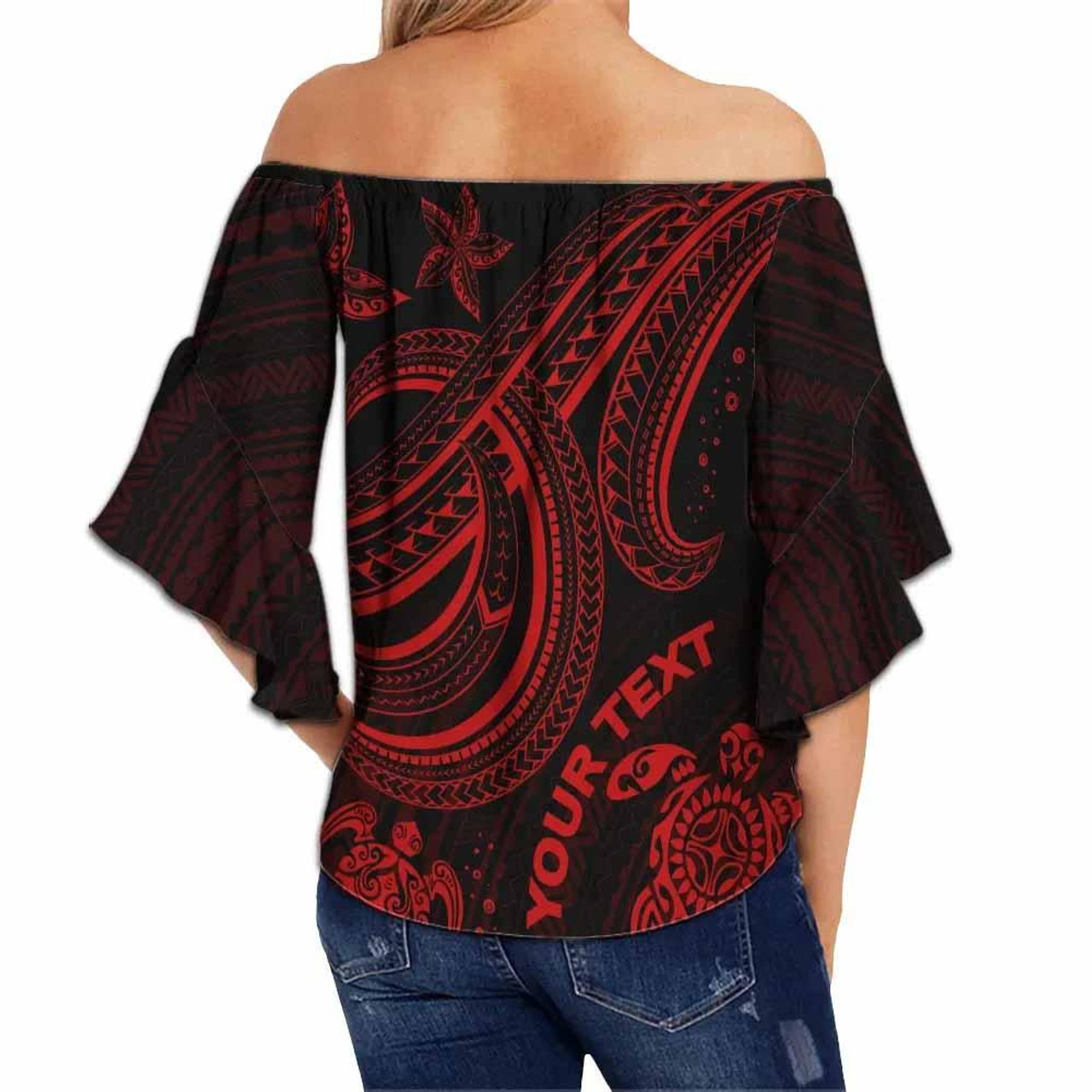 Federated States of Micronesia Custom Personalised Off Shoulder Wrap Waist Top - Red Turtle  2