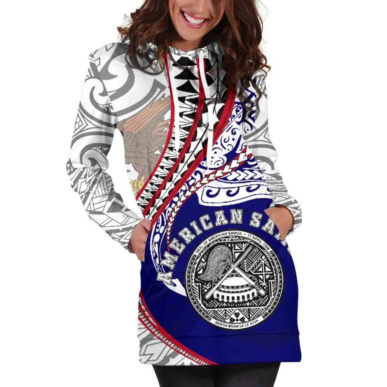 American Samoa Women Hoodie Dress Kanaloa Tatau Gen 5