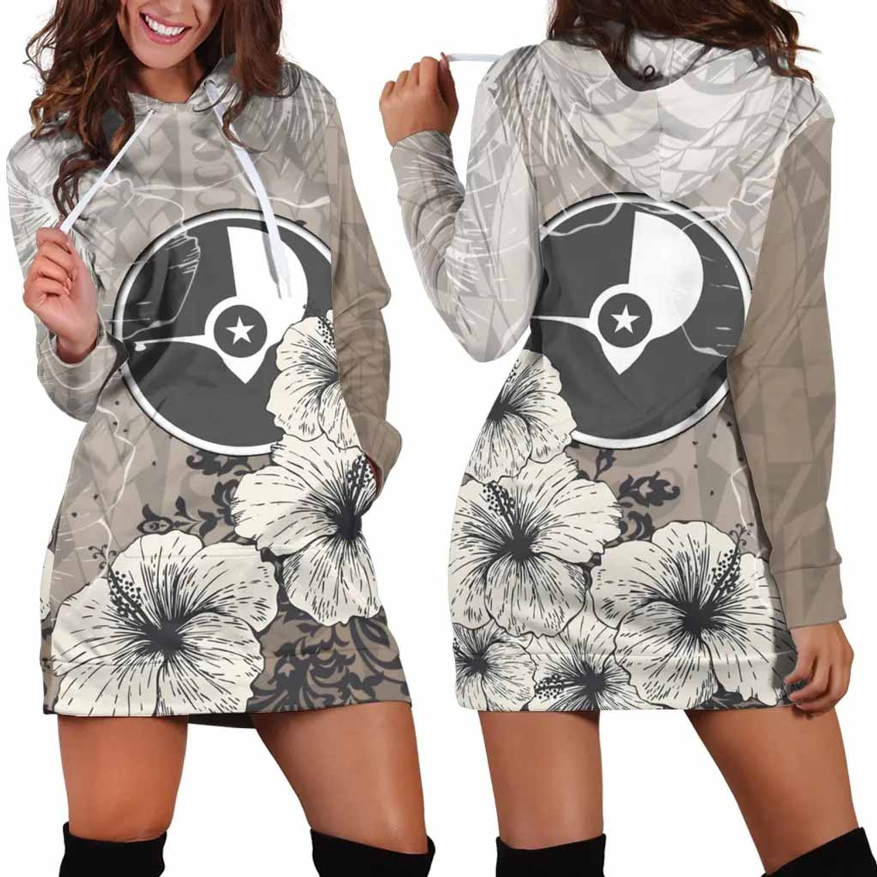 Yap State Hoodie Dress -Vintage Luxury Floral Style 1