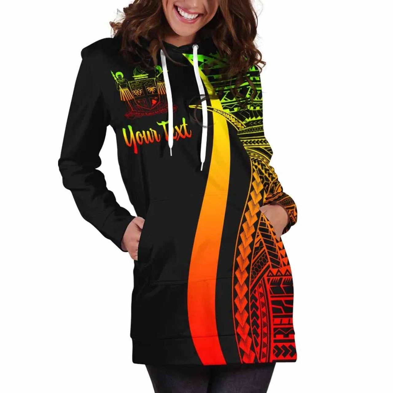 Fiji Custom Personalised Hoodie Dress Reggae Polynesian Tentacle