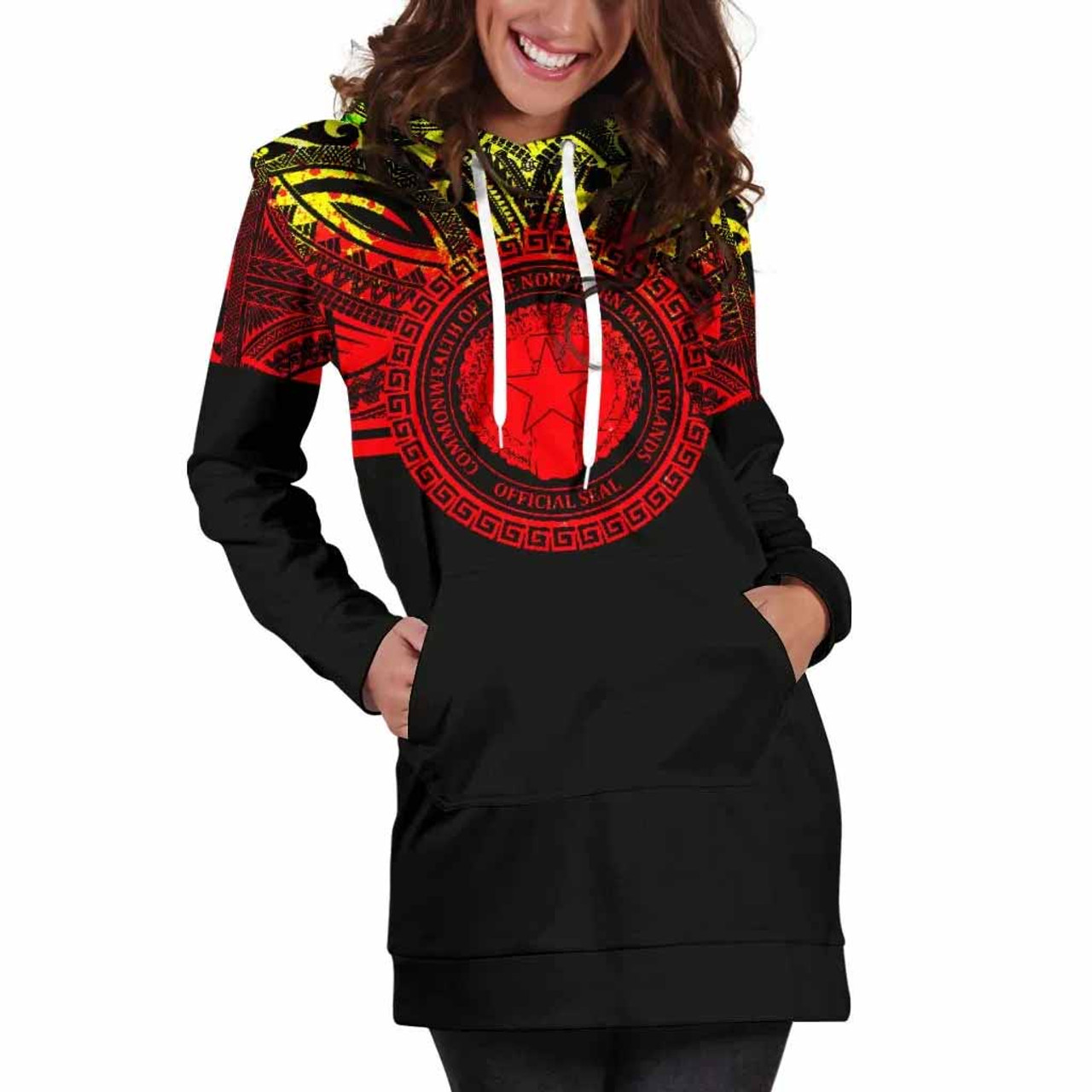 Northern Mariana Islands Women Hoodie Dress - Northern Mariana Islands Coat Of Arms Polynesian Reggae Color 5