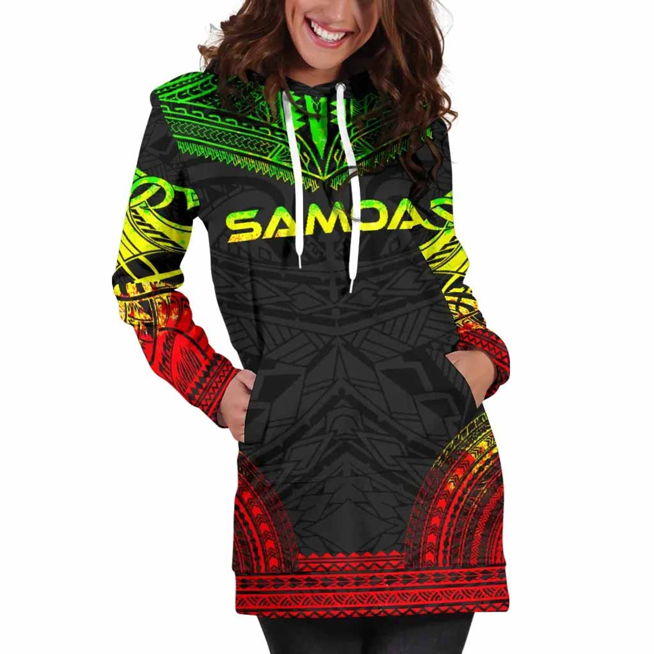 Samoa Women Hoodie Dress - Polynesian Reggae Chief 5