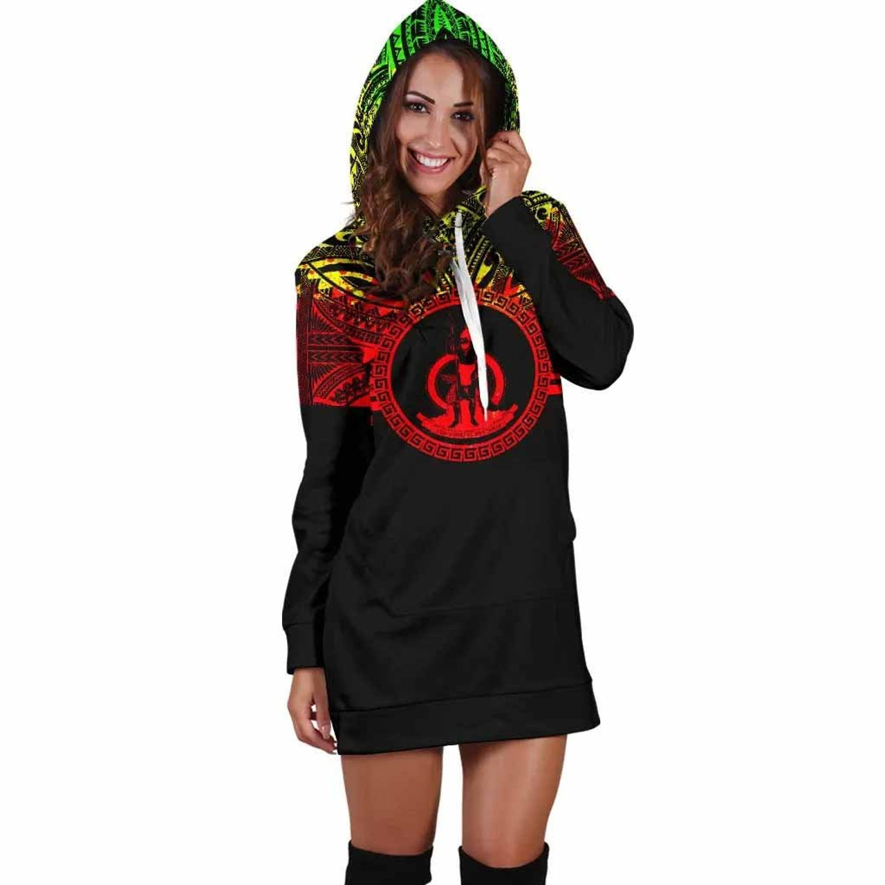 Vanuatu Women Hoodie Dress - Vanuatu Coat Of Arms Polynesian Reggae Color 3