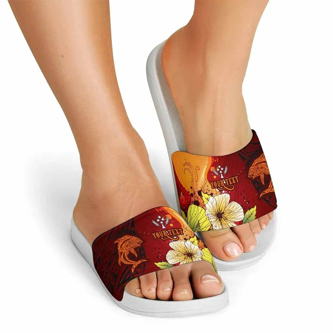 Kosrae Custom Personalised Slide Sandals - Tribal Tuna Fish 5