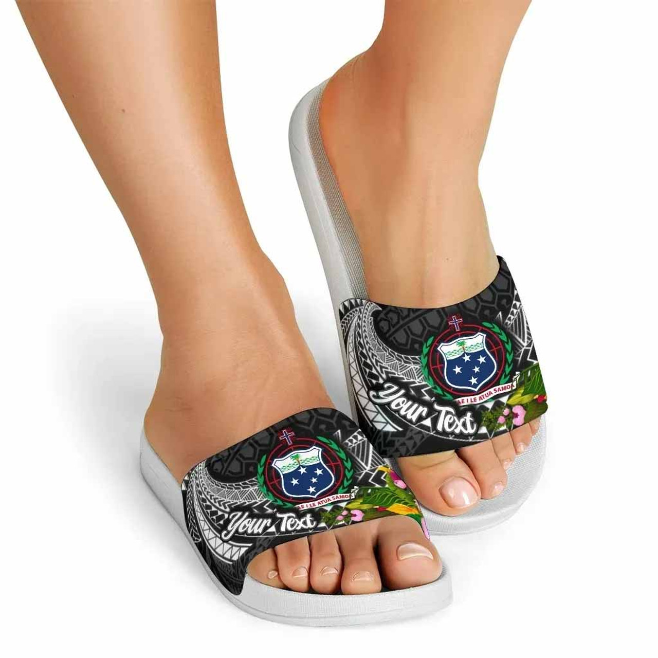 Samoa Slide Sandals - Custom Personalised Seal Spiral Polynesian Patterns 2