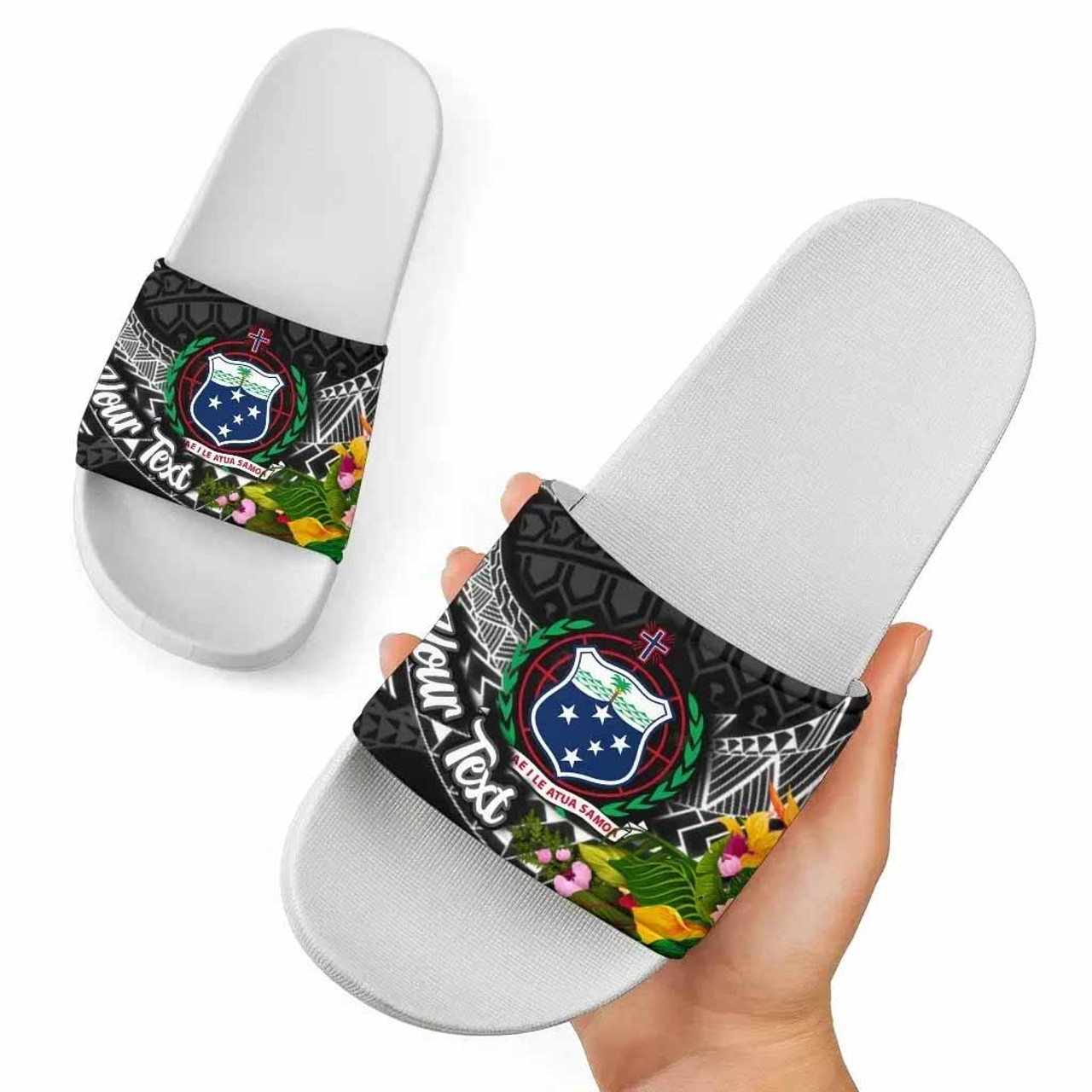 Samoa Slide Sandals - Custom Personalised Seal Spiral Polynesian Patterns 1