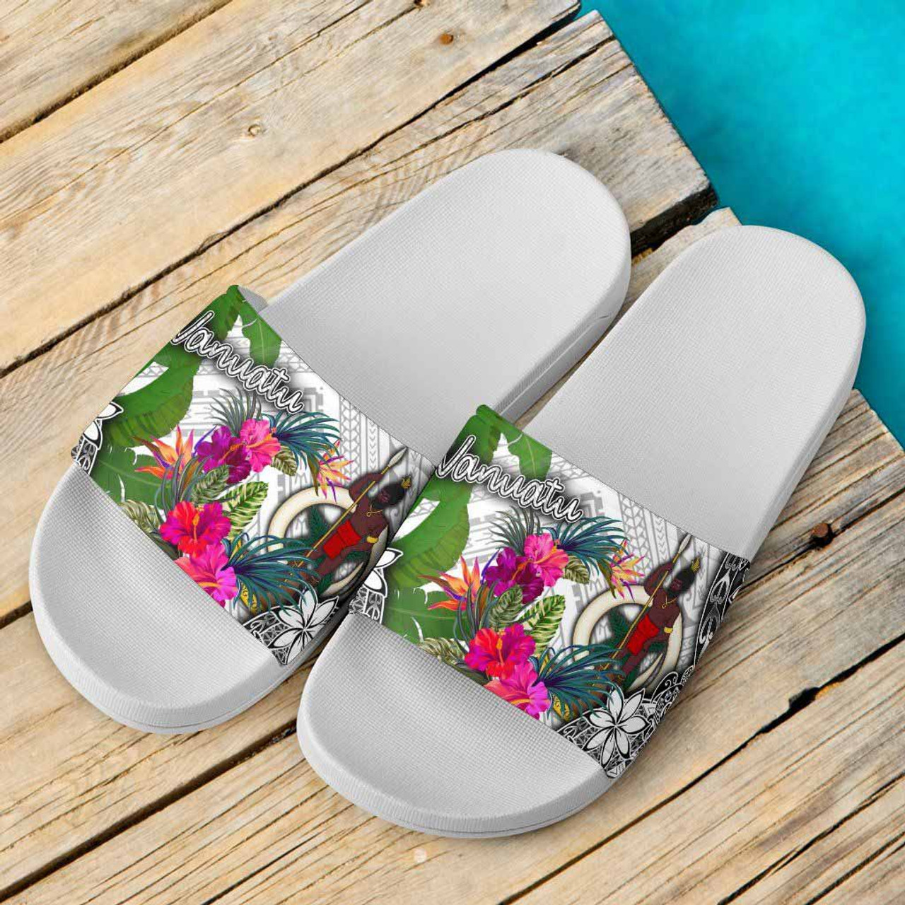 Vanuatu Slide Sandals - Turtle Plumeria Banana Leaf 6